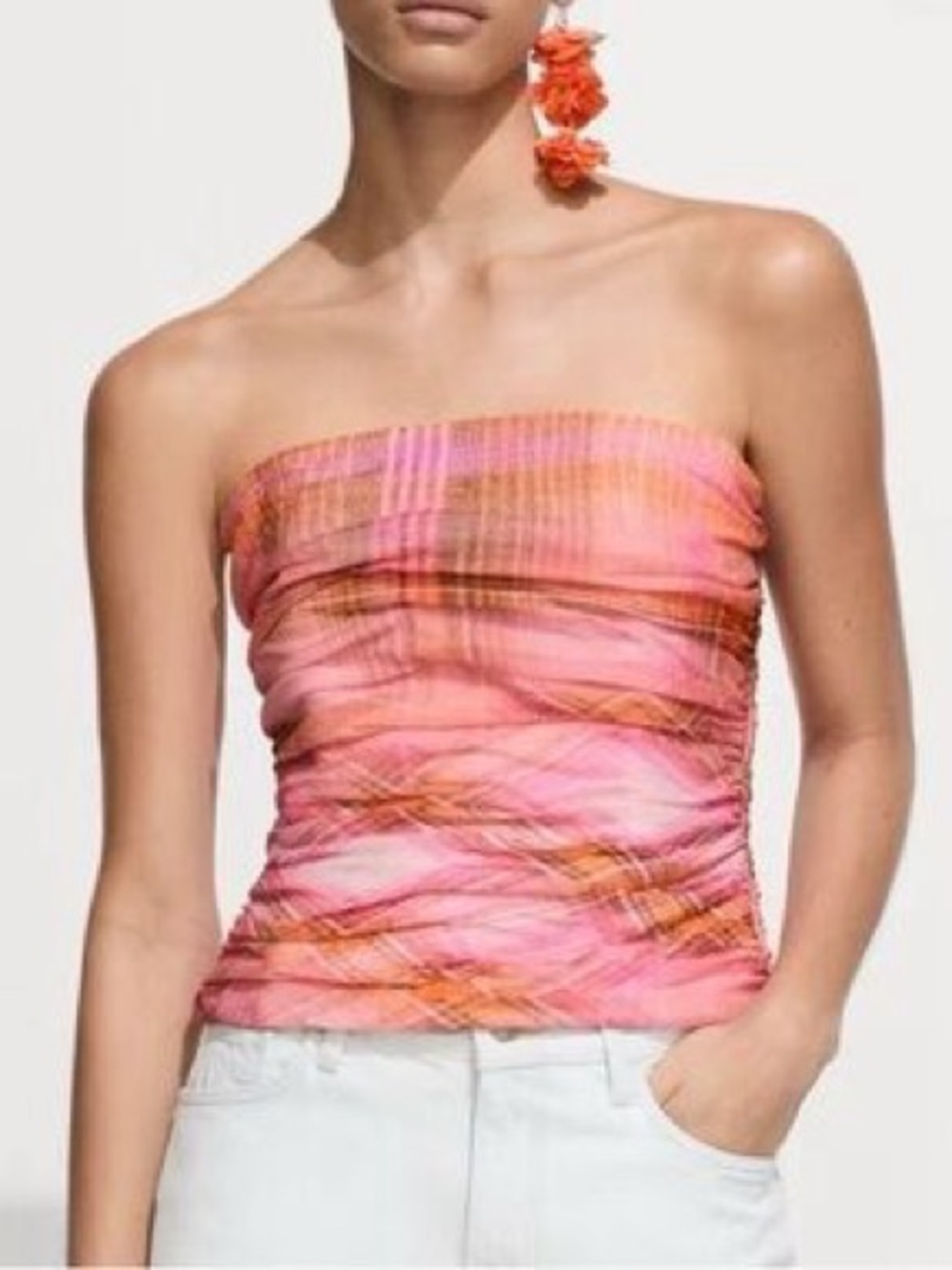 Mango checkered print top